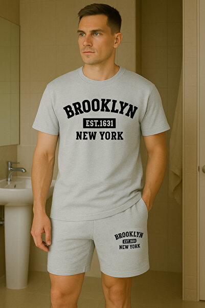 YUVEST Pantaloni scurți Blackrock unisex Brooklyn cu imprimeu guler rotund gr...