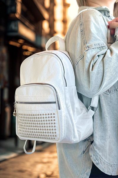 POLO BAG Rucsac de damă original Just Polo din piele moale de mărime medie Stone
