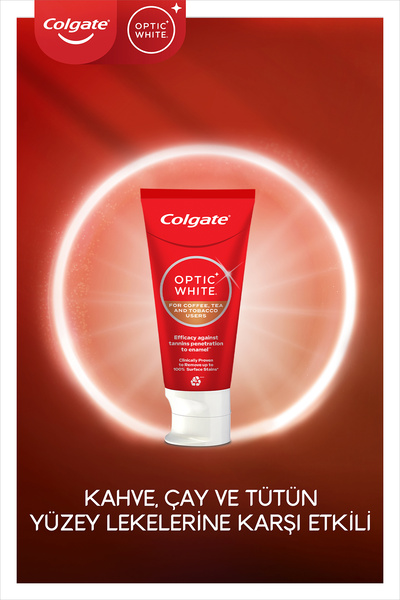 Colgate Optic White Kahve, Çay ve Tütün Kullanıcıları için Beyazlatıcı Diş Macunu 50 ml x2 Adet Ağız Bakımı