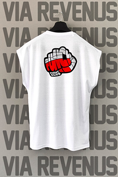 Vordevia Tricou sport cu mâneci zero cu imprimeu pe spate Punch Fight Club