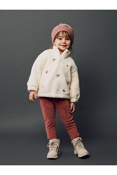 LC Waikiki Basic Baby Girl Velvet Tracksuit Bottom with Elastic Waist