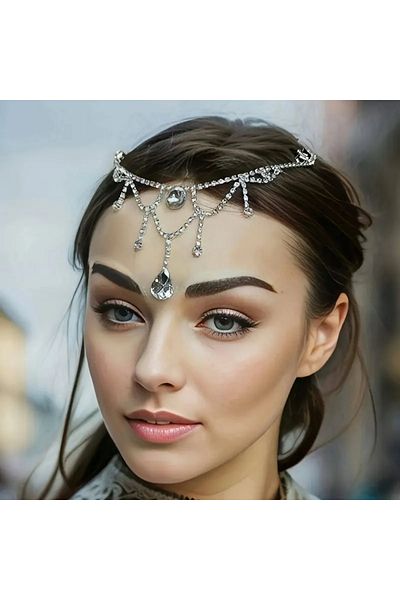 GlassySKY Indian Headgear/Boutonniere/Necklace/Hanfu Crown Hair Hijab Accessory Wedding/Engagement/Bride/Henna/Birthday/Party