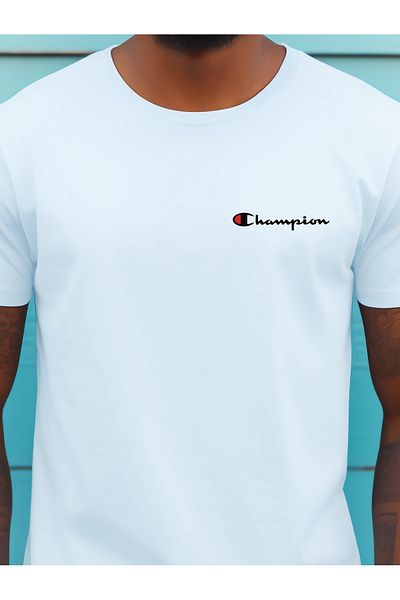 Free Tarz Tricou alb cu imprimeu C hampion