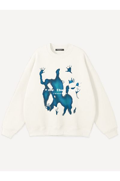 Mad&Calf Unisex Pray the Lord Printed Crew Neck Oversize Sweatshirt