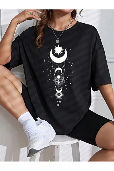 İSMTEXS تي شيرت من القطن الممشط مطبوع عليه قمر بأكمام قصيرة للجنسين من Zero C...