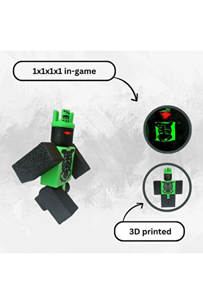 Lulu's Prints Forsaken 1x1x1x1 articulated figure, Roblox, green, black, plastic, 3D printed, 100x21x72 mm