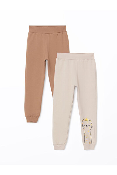 LC Waikiki LCW baby Beige ελαστική μέση, χοντρή φόρμα για κοριτσάκι, σετ 2 τε...