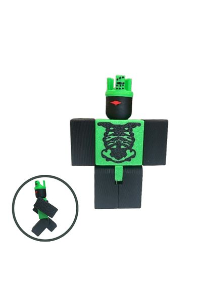 Lulu's Prints Forsaken 1x1x1x1 articulated figure, Roblox, green, black, plastic, 3D printed, 100x21x72 mm