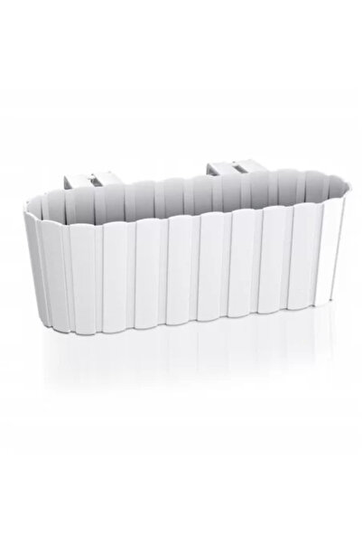 Prosperplast Jardinieră decorativă, suport din plastic, albă, 4,9 L, 38,3 x 21,2 x 13 cm, cârlig tip tablă