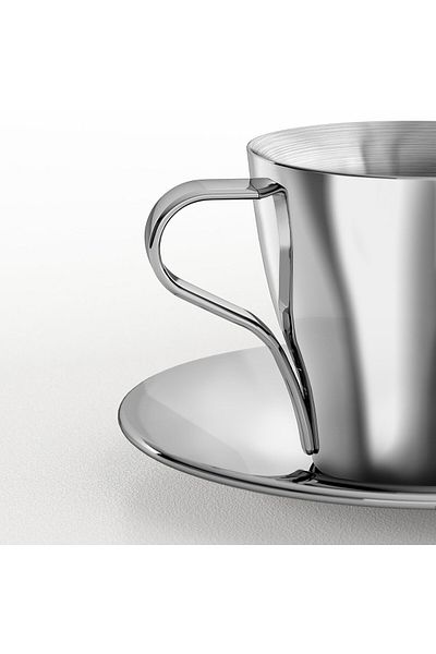 IKEA KALASET Espresso Cup and Saucer, Stainless Steel, 6 cl