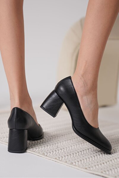 Zerenyus Candie Premium Black Thick Heeled Stiletto