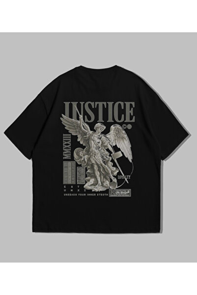 kenoger Unisex Justice Printed Άνετο Μπλουζάκι για Νέους Oversize