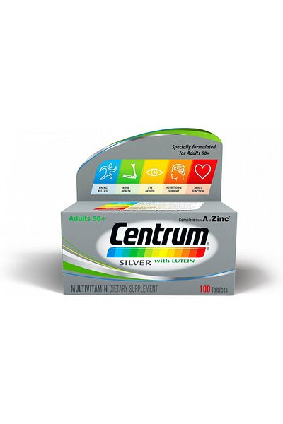 Centrum Silver with Lutein Vitamin Specially formulated for Adults 50+, 100 Tablets
