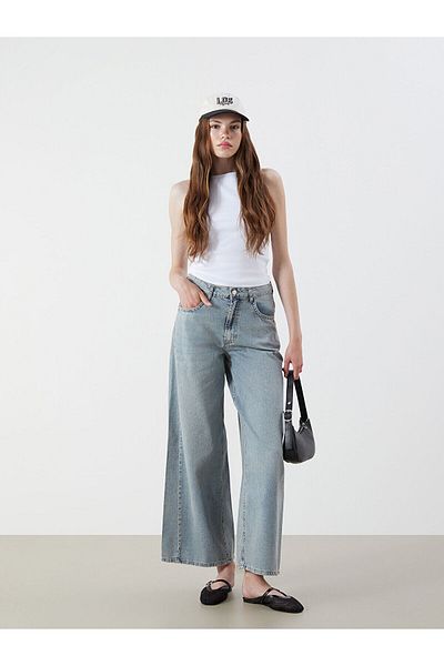 LC Waikiki Pantaloni de damă în jean Wideleg