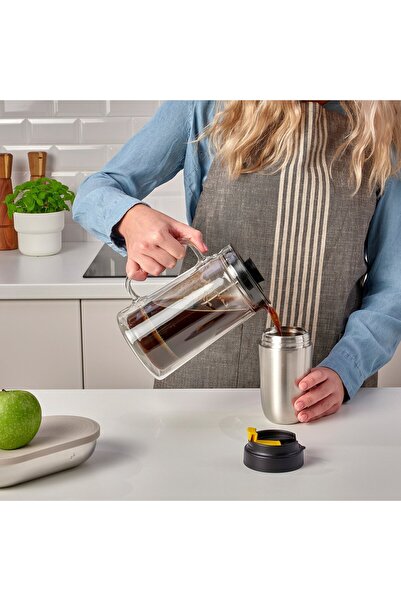 IKEA ENVÄLDIG Insulated Water Bottle, Stainless Steel/Black, 35 cl