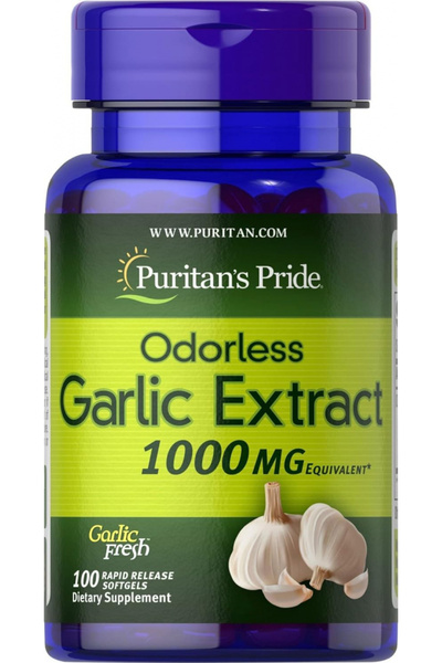 Puritans Pride ثوم عديم الرائحة، 1000 ملغ - 100 كبسولة هلامية سريعة الإطلاق