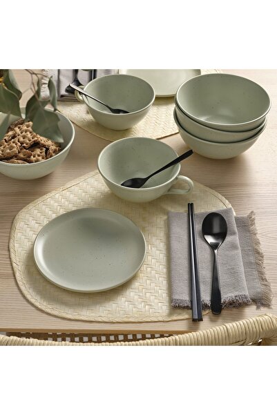 IKEA MOSSMAL Side Plate, Circle pattern/Light Green, 18 cm