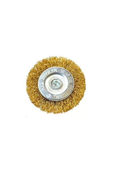 Artool Mosazný drátěný kartáč, kruhový, se stopkou, zlatý, 75 mm