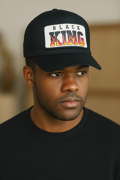CosmoOutlet Men's Black King Written Adjustable Cap Model Black Hat