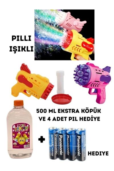 gnsstore Bubbles Gun Delikli Köpük Atan Tabanca Köpük Tabancası Pilli Işıklı ...