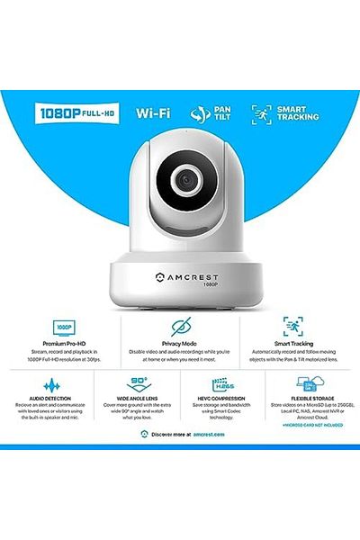 Amcrest ProHD 1080P WiFi Surveillance Camera (IP2M-841W, White, Wireless)