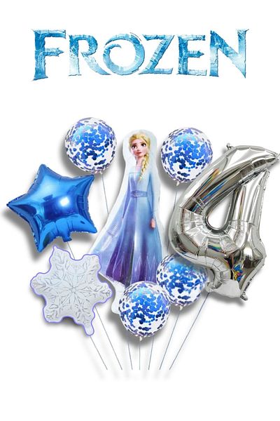 PARTİAVM Frozen Elsa Silver Number Balloon Set Snow Queen Elsa Balloon Set 76cm Number Balloon