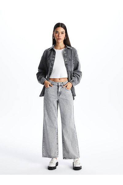 LC Waikiki Pantaloni de damă în jean Wideleg