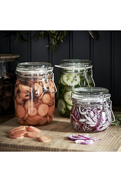 IKEA KORKEN Jar with Lid, Clear Glass, 1L