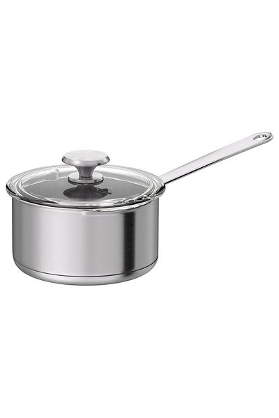 IKEA HEMKOMST Pot with Handle and Lid, Stainless Steel/Glass, 2L