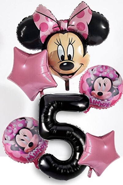 PARTİAVM 5 Years Old Minnie Mouse Birthday Party Number Balloon 1 2 3 4 5 6 7...