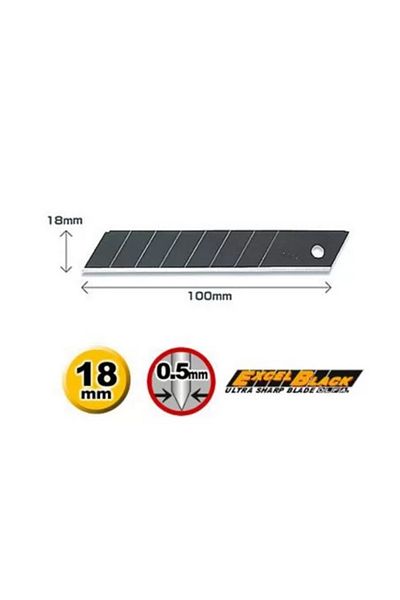 Olfa Replacement Blades, Cutter, Set of 10 pcs, 18 mm - EXTREMELY Sharp - Excel Black