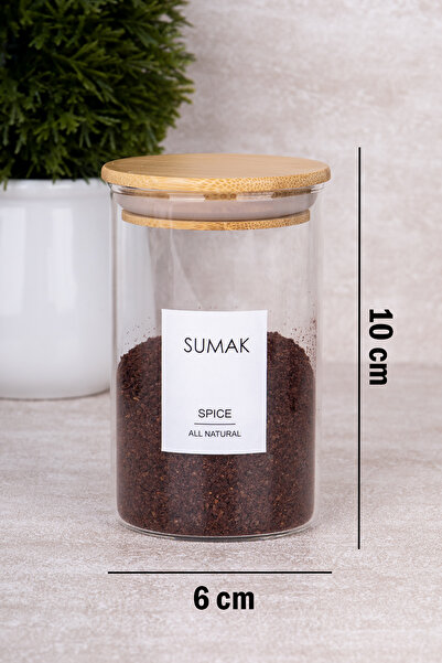 DNS HOME 12-Piece Bamboo Vacuum Lid Borosilicate Spice Set Glass Spice Rack Set with Label Gift 250 ml