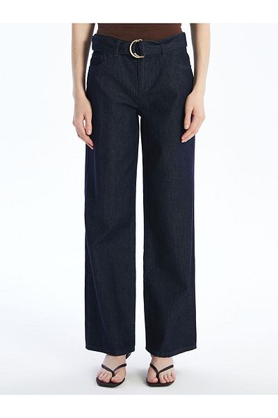LC Waikiki Pantaloni de damă Wideleg Jean cu centură în talie