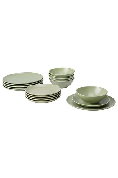 IKEA طقم أدوات مائدة ملون، 18 قطعة، أخضر غير لامع