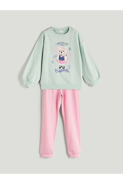LC Waikiki Lcw Kids Crew Neck California Printed Girls Pajama Set (W5)
