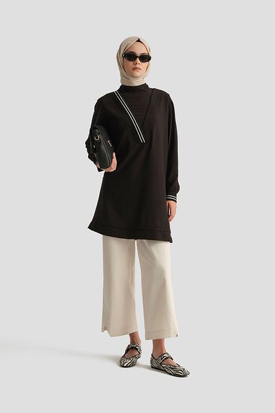 Armine New Season Strawberry Fabric Sleeves Ribbed Tunic Ayci4143