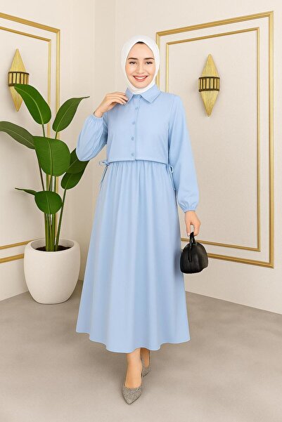 sd butique Tesettür Elbise Üstü Bağlamalı Cepken Yelekli - Rahat Kesim - Yele...