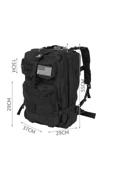 JollyMag Tactical Backpack, 5 Compartments, Polyester 600D, Black, 38L