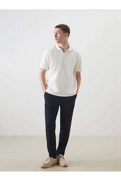 LC Waikiki Lcw Vision Ecru Polo Neck Short Sleeve Basic Men's T-Shirt