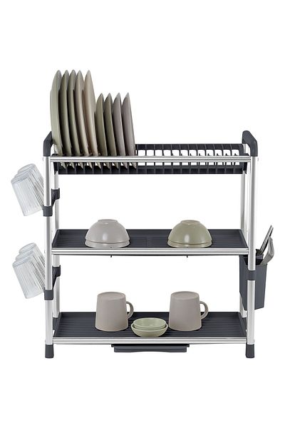 SAFA Multifunctional 3-Tier Stainless Steel Dish Drying Rack for Dishes, Tableware, and Kitchen Supplies