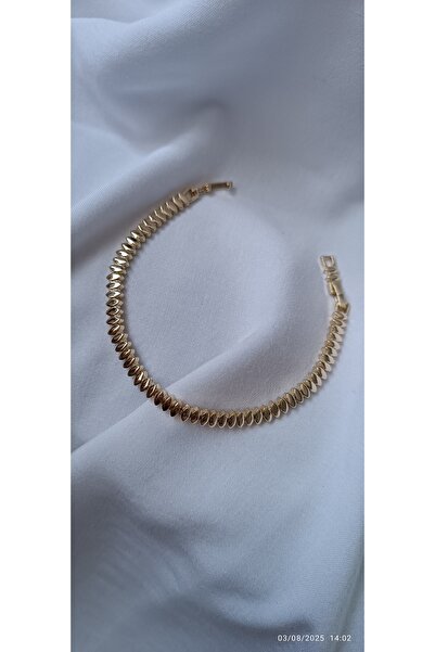 ARİ TAKI Mini Oval Plate Gold Steel Bracelet
