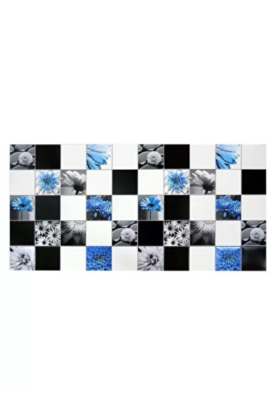 Artool Panou decorativ, PVC, model floral, alb, negru, albastru, 96x48,5 cm