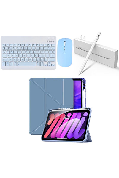 Covpor Apple iPad 10.NESİL 10.9 ve 11. NESİL A16 Uyumlu Origami Kılıf Gökyüzü + Klavye ve Mouse+Kalem