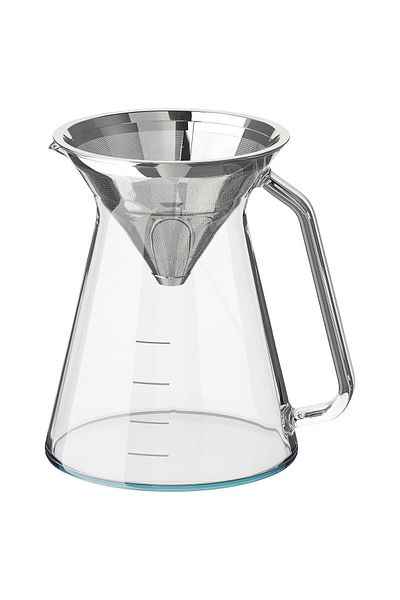 IKEA HÖGMODIG Drip Coffee Maker, Clear Glass/Stainless Steel, 0.6 L