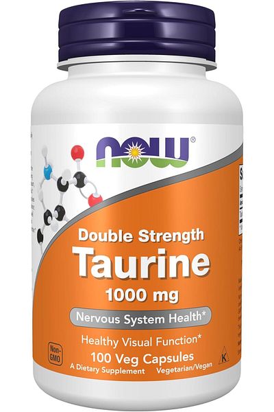 Now Foods Taurine 1000 Mg Double Strength, Nervous System Health 100 Veg Caps