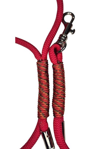 moonparacord Dog Walking Rope 8 mm Red Flat with Carabiner