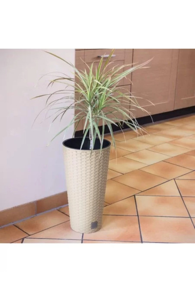 Prosperplast Dekorativní květináč, Prosperplast, Rato, imitace ratanu, kulatý, vysoký, hnědý, 40 x 76,3 cm