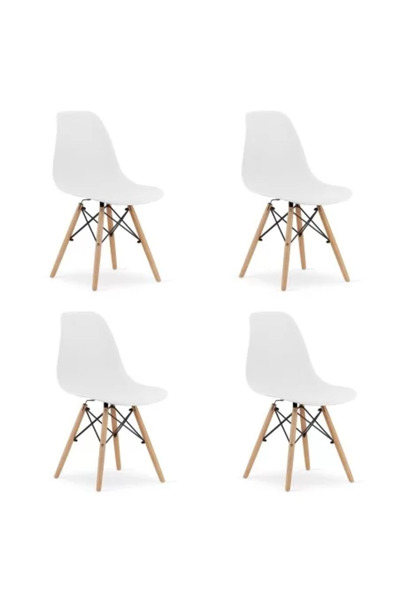 Artool Set 4 scaune stil scandinav, Artool, Osaka, PP, lemn, alb, 46 x 54 x 8...
