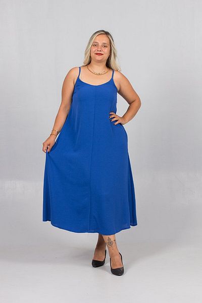 Truva XXL Blue Plus Size Blue Dress with Adjustable Straps