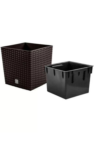 Prosperplast Decorative Flower Pot, Prosperplast, Rato, Rattan Imitation, Square, Brown, 40x40x40.8 cm
